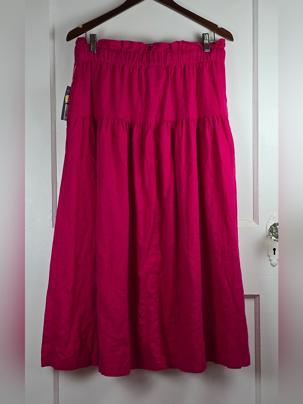 Universal Thread Bright Pink Linen Blend Full Midi Skirt with Pockets New M - Picture 5 of 11